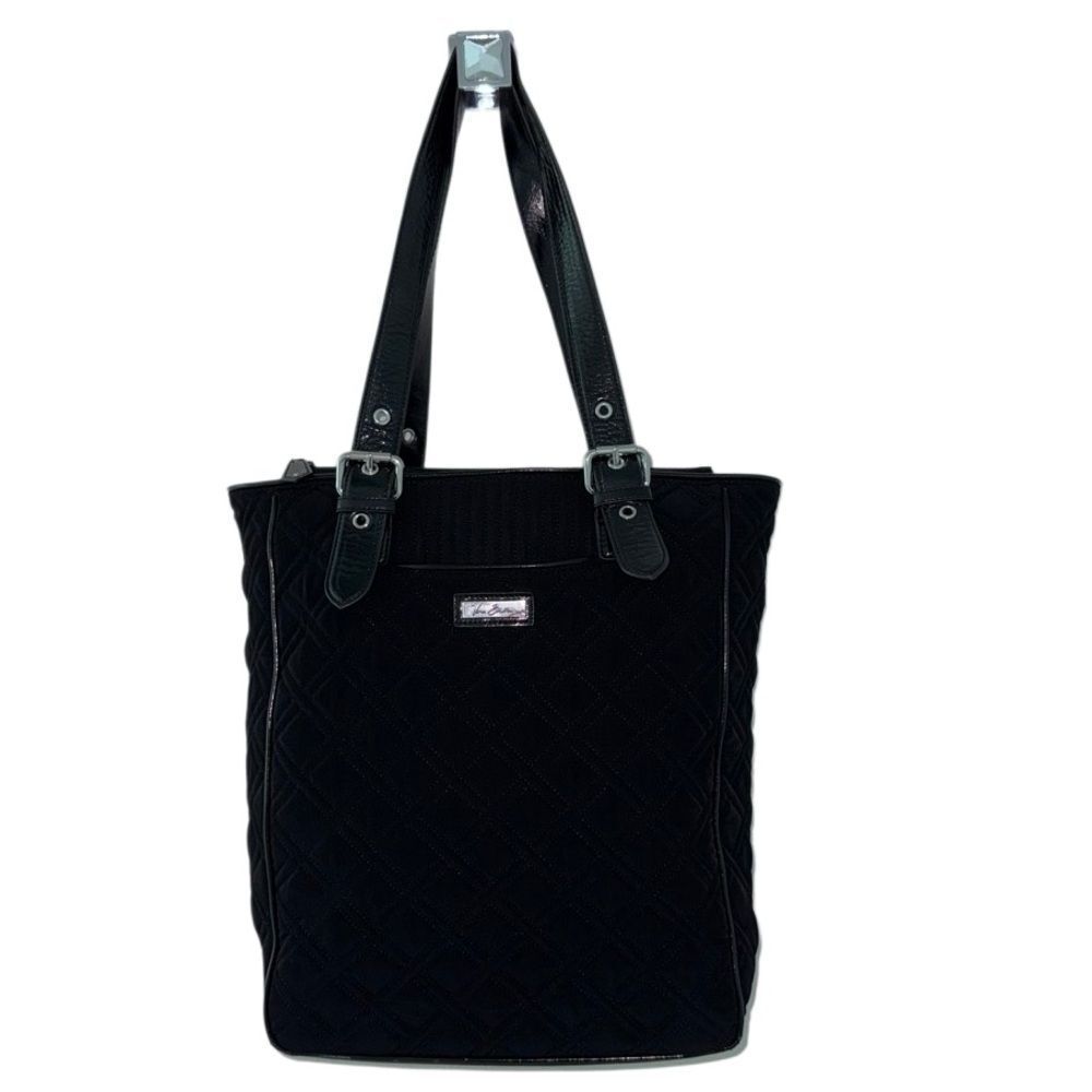 Vera Bradley Black Quilted Zippered Rectangular Bag / Commuter Tote / Purse